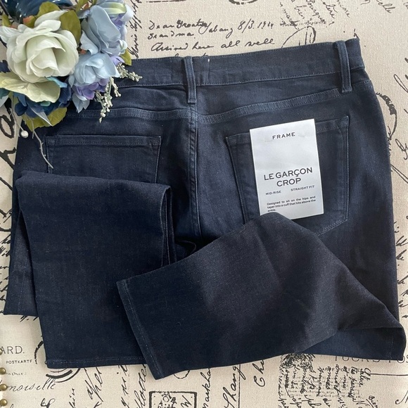 NWT FRAME Le Garçon Crop Boyfriend Jeans in Penmar Dark Wash Size 31 - Picture 7 of 10